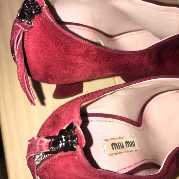 MIU MIU Suede Peep Toe Bow Ankle Bootie EUC sz 39 - Picture 16 of 16